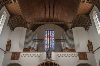 Organ loft of St Otto's Church, built from 1912 to 1914 in Art Nouveau style, Siechenstraße 61,