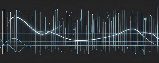 Illustration of abstract audio frequency sound wave lines, AI generated