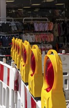 Nissen lights and warning beacons at a roadworks site, Bad Reichenhall, Bavaria, Germany, Europe