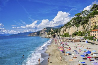 Beach near Finale Ligure, Liguria, Italy, Europe