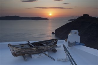 Nightfall in Thira, Santorini Cyclades islands, Greece, Europe