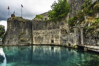 View on Kotor fortress at summer cloudy day, Kotor, Montenegro, Europe