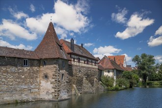 Medieval city wall surrounding the old town Weissenburg (Bavaria, Germnay)