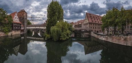 Germany, 07 26 2018: Tourists viewing old town from the Max Bridge, Europe