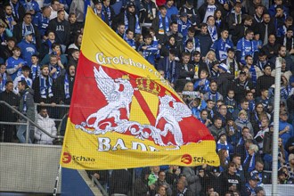 The flag of the former Grand Duchy of Baden in the TSG Hoffenheim fan curve. Hoffenheim fans sing