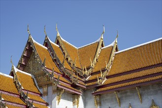 Roof decoration at the Uposatha Hall, Ubosot, the roof is staggered in three tiers and covered with