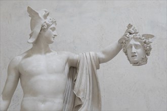 Possagno, Italy, June 2022: Perseus statue with Medusa, named Perseo Trionfante, by Antonio Canova,