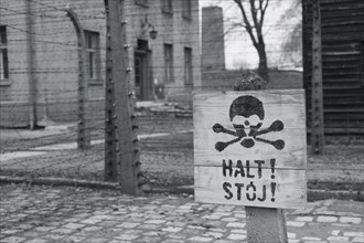 Electric fence, Nazi concentration and extermination camp, Auschwitz, Poland, Europe