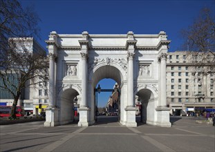 Marble Arch, London, England. Originally the front entrance to Buckingham Palace and now at the end