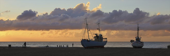 Fishing boats at sunset. Slettestrand