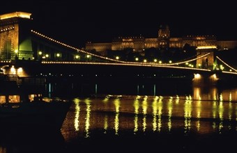 Chain Bridge and Royal Palace in Buadapest, Hungary, Europe