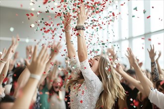 Immerse yourself in the moment of happiness captured in this image where an ecstatic crowd is