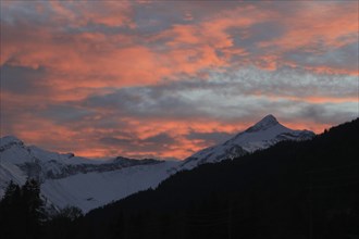 Bright colored moody sunset sky over Mount Oldehore