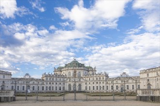 Turin, Italy, January 2023: Stupinigi Royal Palace. Luxury old baroque exterior, Europe