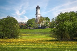 Catholic church in an idyllic landscape near Augsburg