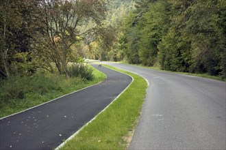 Road with a pedestrian walkway