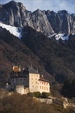 The picturesque fairy tale, Menthon-Saint-Bernard castle at the base of the Alps mountains.