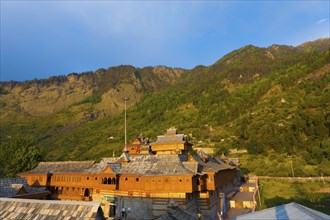 The roof of Bhimakali Temple, situated among the mountains of the Himalayas in Sarahan, Himachal