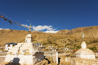 Buddhist stupas at a small temple complex in Nako, a village in the Spiti Valley of Himachal