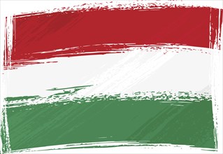 Hungary national flag created in grunge style