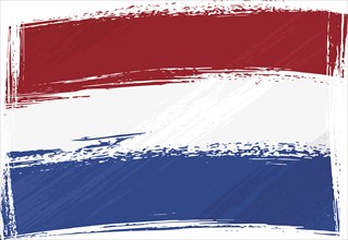 Netherlands national flag created in grunge style