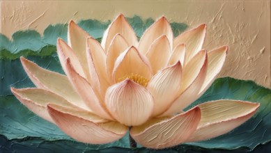 Illustration of a water lily on a textured background in the style of a painting. AI generated, AI