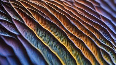 Vibrant butterfly wing with iridescent scales and network of veins, AI generated