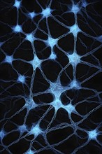 Abstract representation of neural networks modeled after the human brain with intricate web-like