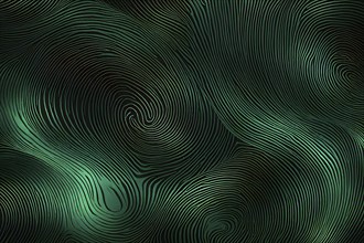 Fingerprint background dominated by swirl patterns in green hues, AI generated