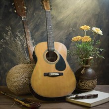 Musical instrument, still life, guitar, AI generated, AI generated