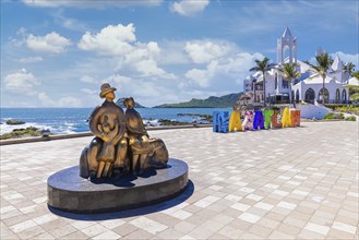 Mazatlan, Mexico, 10 September, 2021: Big Mazatlan Letters at the entrance to Golden Zone (Zona