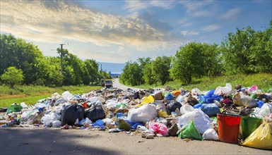 Symbolism, rubbish on the roadside, AI-generated, AI-generated, AI generated