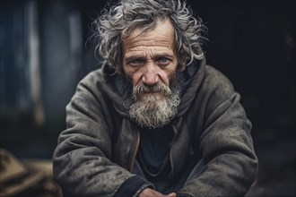 Old homeless man. KI generiert, generiert, AI generated