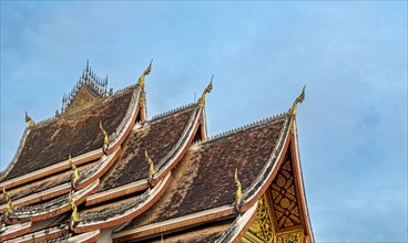 Roof of Wat Ho Pha Bang pavilion, Royal Palace, Luang Prabang, Laos, Asia