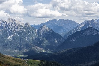 View from the Carnic main ridge to the Sesto Dolomites, Carnic Alps, Carinthia, Austria, Europe