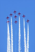 Red Arrows, Royal Air Force Aerobatic Team, Airshow 2024, Teignmouth, Devon, England, United