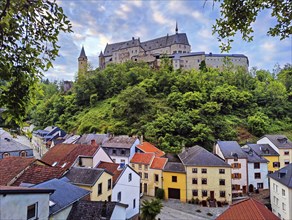 Vianden Castle, the hilltop castle towers above the town, Vianden, Grand Duchy of Luxembourg