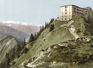 Hotel am Stanserhorn, mountain in the Swiss canton of Nidwalden, Switzerland, Historic, digitally