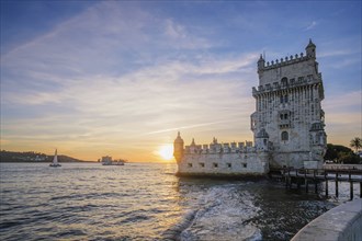 Belem Tower or Tower of St Vincent, famous tourist landmark of Lisboa and tourism attraction, on