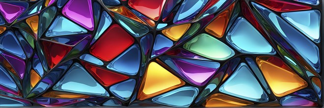 3d rendering of vibrant colored abstract changing glass design in an ornament structure, AI