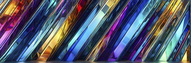 3d rendering of vibrant colored abstract changing glass design in an ornament structure, AI