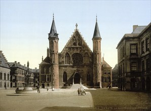 Knights' Hall, Ridderzaal, in The Hague, Gothic brick building, Holland, ca 1895, Historic,