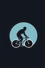 Minimalist illustration as abstract symbol for cycling embodying motion, AI generated