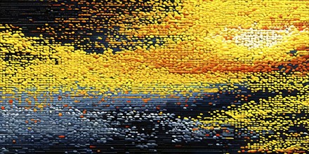 Abstract 3d pixel art technology themed pattern featuring random mosaic in vibrant hues, AI