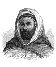 Man of the Kabyle tribe, Berber, Bedouin, from Algeria, in 1870, Historical, digital reproduction