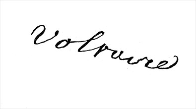 Signature, Voltaire's handwriting, historical, digital reproduction of an original from the 19th