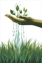 Vector illustration of concept of sustainable water management and rain usage, AI generated