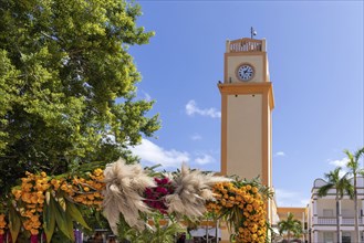 San Miguel de Cozumel, Mexico, Central Plaza and colorful colonial city downtown streets during