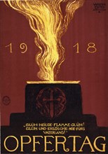 First World War 1914-1918, Germany's defeat. Day of Sacrifice, 1918: German poster showing an altar