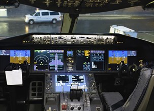 Flight control panel and flight management system in civil airplane cockpit